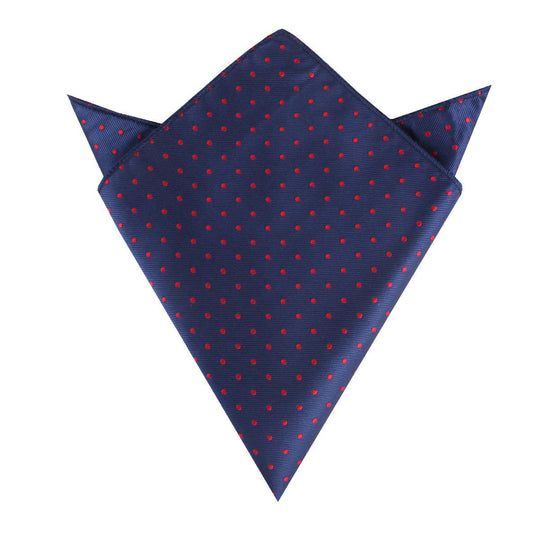 Navy on Red Mini Pin Dots Pocket Square