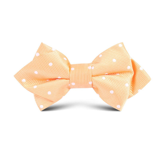 Orange with White Polka Dots Kids Diamond Bow Tie