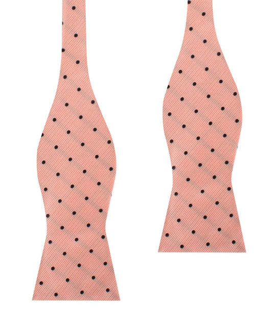 Peach on Black Polka Dots Self Bow Tie