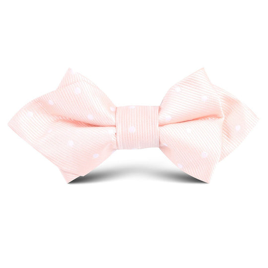 Peach with White Polka Dots Kids Diamond Bow Tie