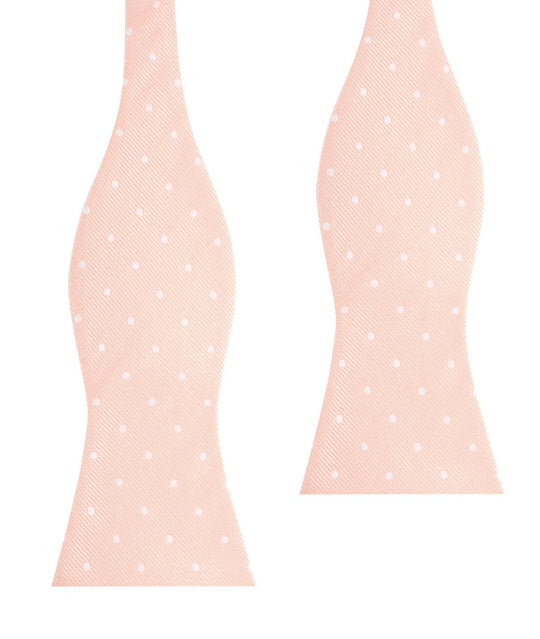 Peach with White Polka Dots Self Tie Bow Tie