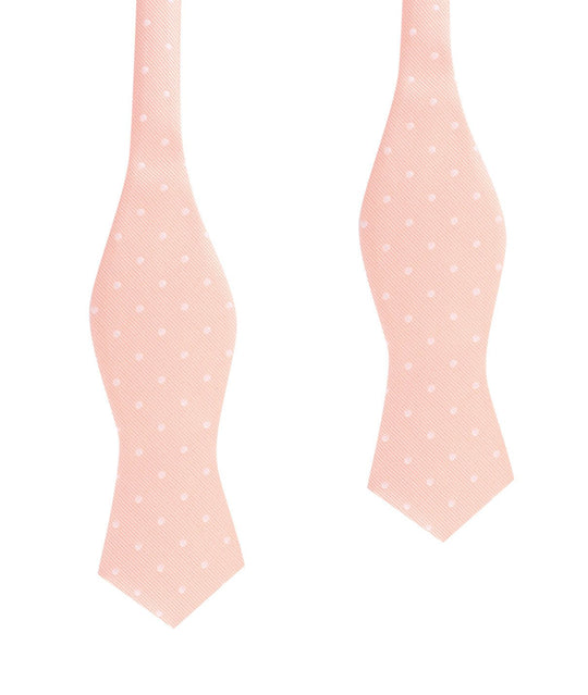 Peach with White Polka Dots Self Tie Diamond Tip Bow Tie