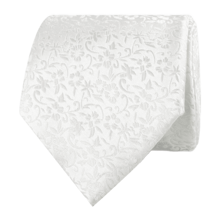 Pearl White Paris Floral Necktie