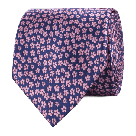 Pink Plum Blossom Floral Necktie