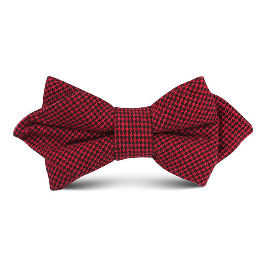 Red & Black Houndstooth Cotton Kids Diamond Bow Tie