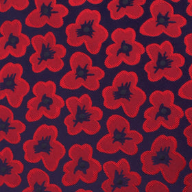 Red Poppy Floral Pocket Square