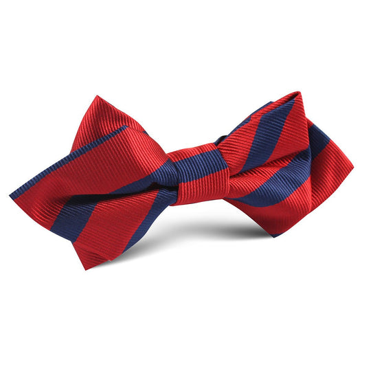 Red with Navy Blue Striped Diamond Bow Tie