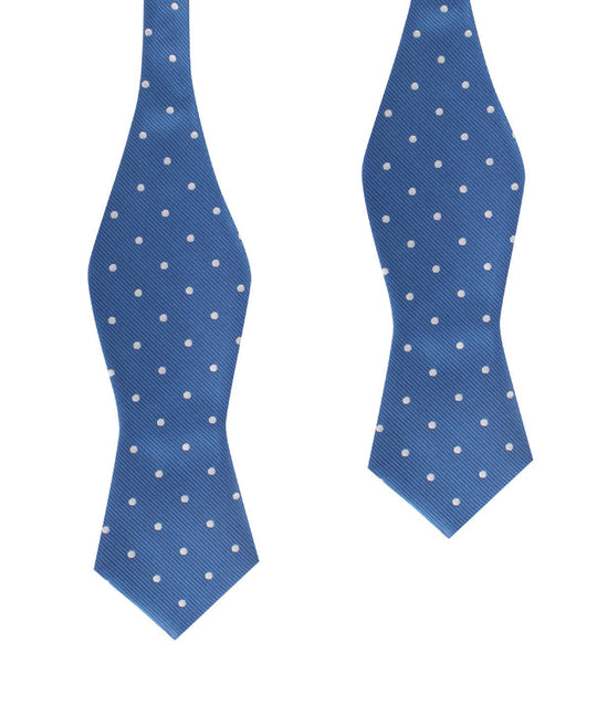 Royal Blue with White Polka Dots Self Tie Diamond Tip Bow Tie