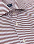 Hartwell Cognac Stripe Non-Iron Poplin Shirt - classic fit brown stripe shirt detail - OTAA