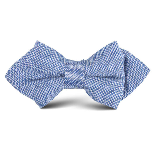 Santorini Blue Zig Zag Linen Kids Diamond Bow Tie