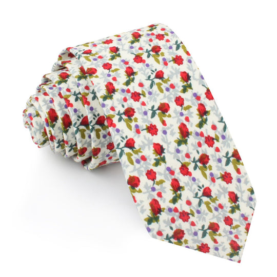 Scarlet Pimpernel Rose Skinny Tie