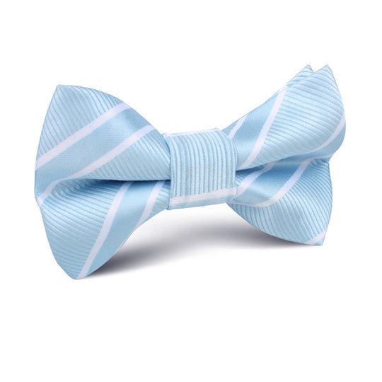Sky Light Blue Double Stripe Kids Bow Tie