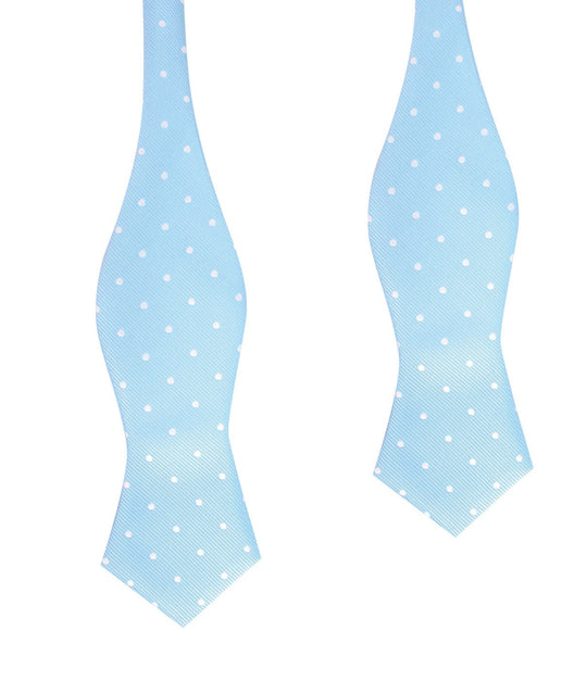 Sky Blue with White Polka Dots Self Tie Diamond Tip Bow Tie