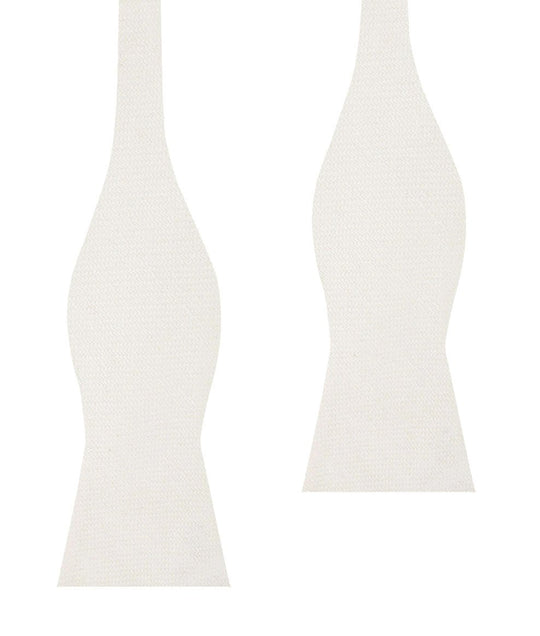 Stark White Twill Linen Self Bow Tie