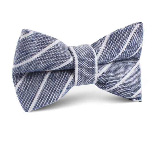 Starry Night Blue Pinstripe Linen Kids Bow Tie