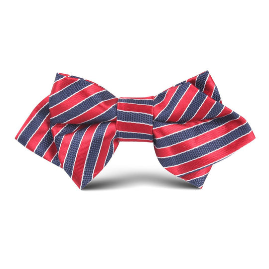 Striped Maroon with Navy Blue Kids Diamond Bow Tie
