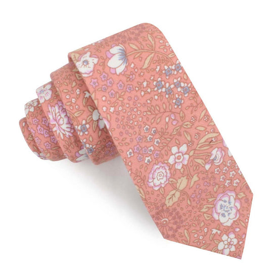 Sunset Pink Floral Skinny Tie