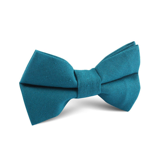 Teal Slub Linen Kids Bow Tie