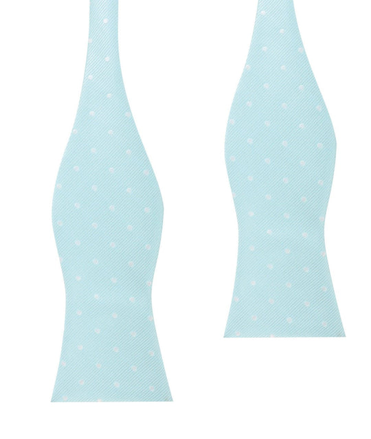 The OTAA Mint Blue with White Polka Dots Self Tie Bow Tie