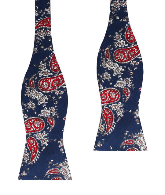 Trasimeno Blue with Red Paisley Self Bow Tie