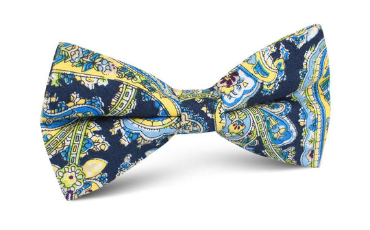Vivara Yellow on Blue Paisley Bow Tie