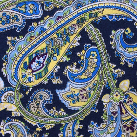 Vivara Yellow on Blue Paisley Pocket Square