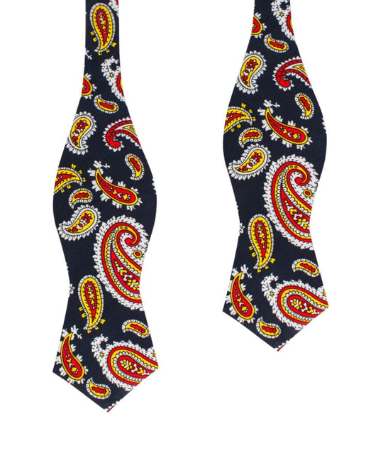 Vulcano Red & Yellow Paisley Diamond Self Bow Tie