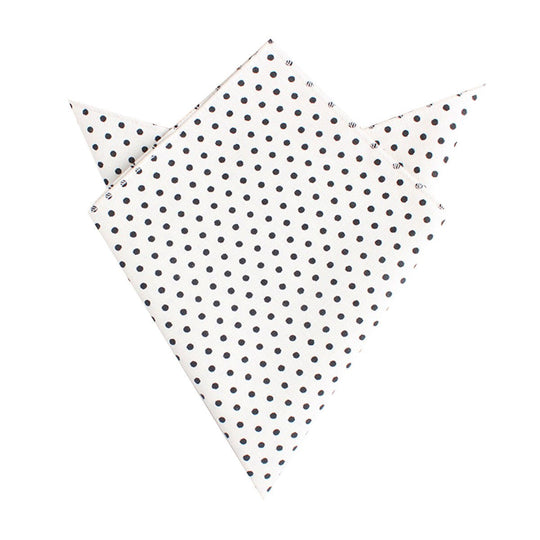 White with Black Polkadot Cotton Pocket Square