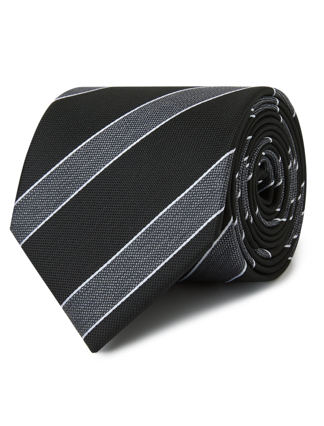 Windsor Charcoal Silver Stripe Tie