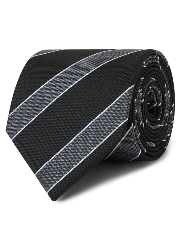 Windsor Charcoal Silver Stripe Tie