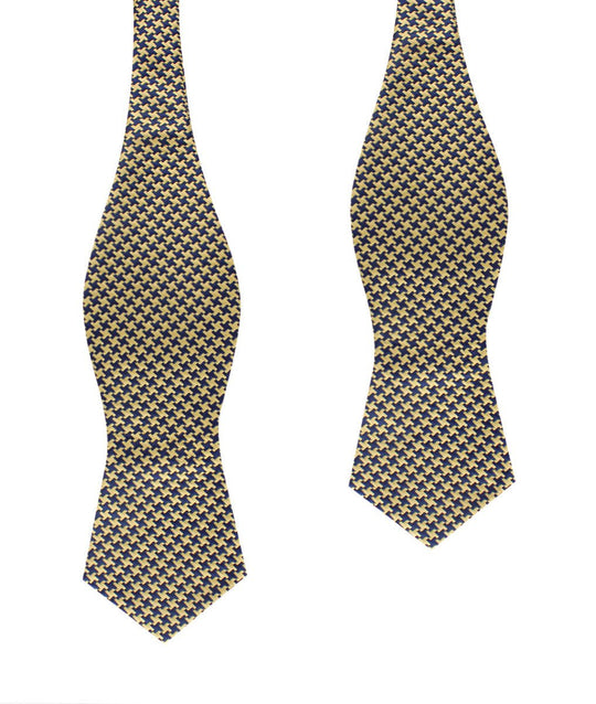 Yellow Houndstooth Diamond Self Bow Tie