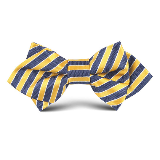 Yellow & Navy Blue Diagonal Kids Diamond Bow Tie