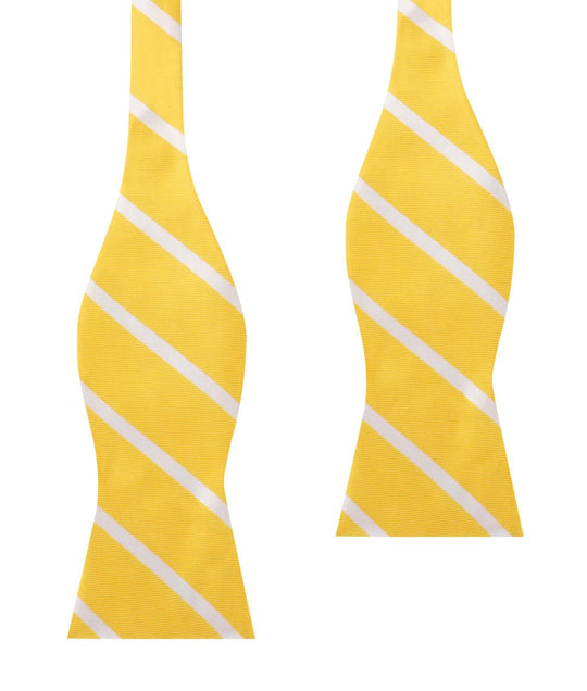 Yellow Striped Self Bow Tie