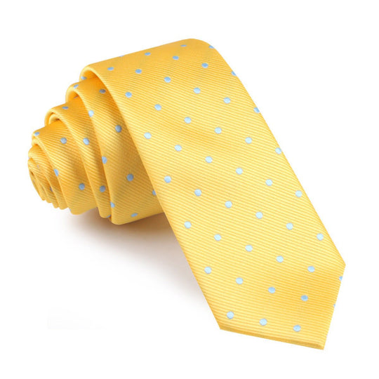 Yellow on Blue Pin Dots Skinny Tie
