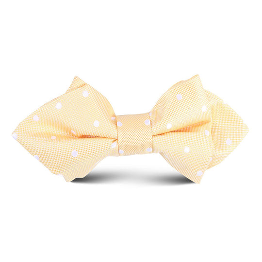 Yellow with White Polka Dots Kids Diamond Bow Tie