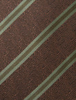 Timber Green Stripe Necktie - knotted view, brown and green stripe - OTAA