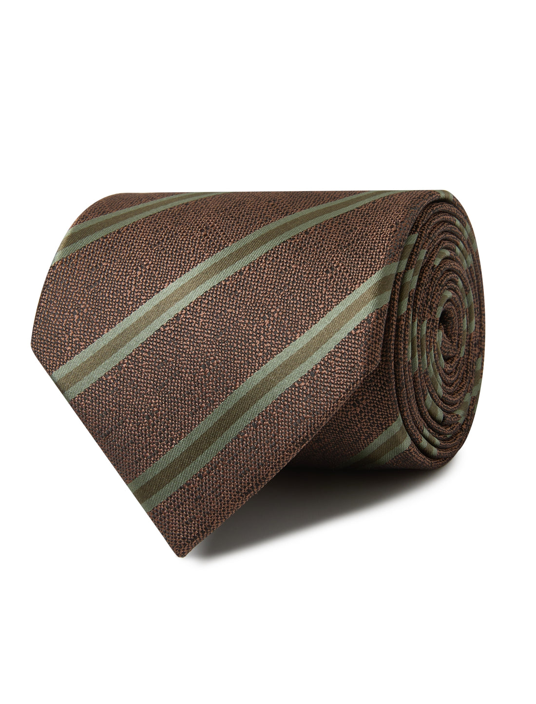 Timber Green Stripe Necktie - brown and green stripe detail - OTAA