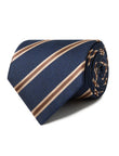 Saxonvale Stripe Necktie - brown and navy stripe detail - OTAA