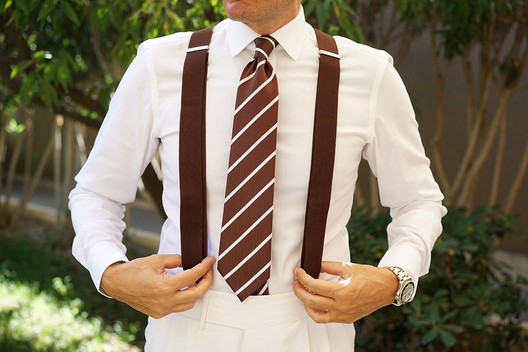 Brown Suspender Braces | Dress Tuxedo Wedding Pant Suspenders for