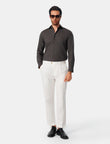 Blackwood Charcoal Heather Easy-Iron Twill Shirt - model wearing charcoal grey shirt - OTAA