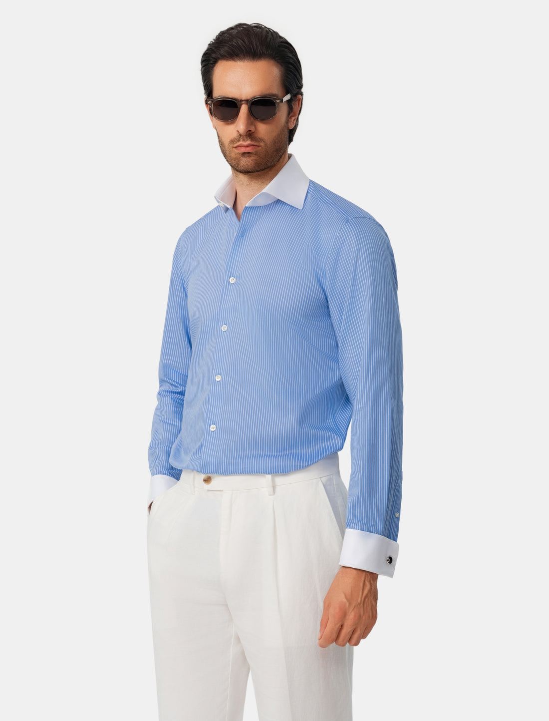 Beaufort Riviera French Cuff Non-Iron Dobby Shirt - French cuff styled detail - OTAA