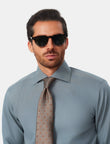 Sherwood Sage Easy-Iron Twill Shirt - sage green classic fit, worn view - OTAA