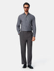 Marlowe Ivory Stripe Non-Iron Poplin Shirt - model wearing ivory stripe shirt - OTAA