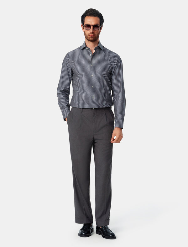Marlowe Ivory Stripe Non-Iron Poplin Shirt