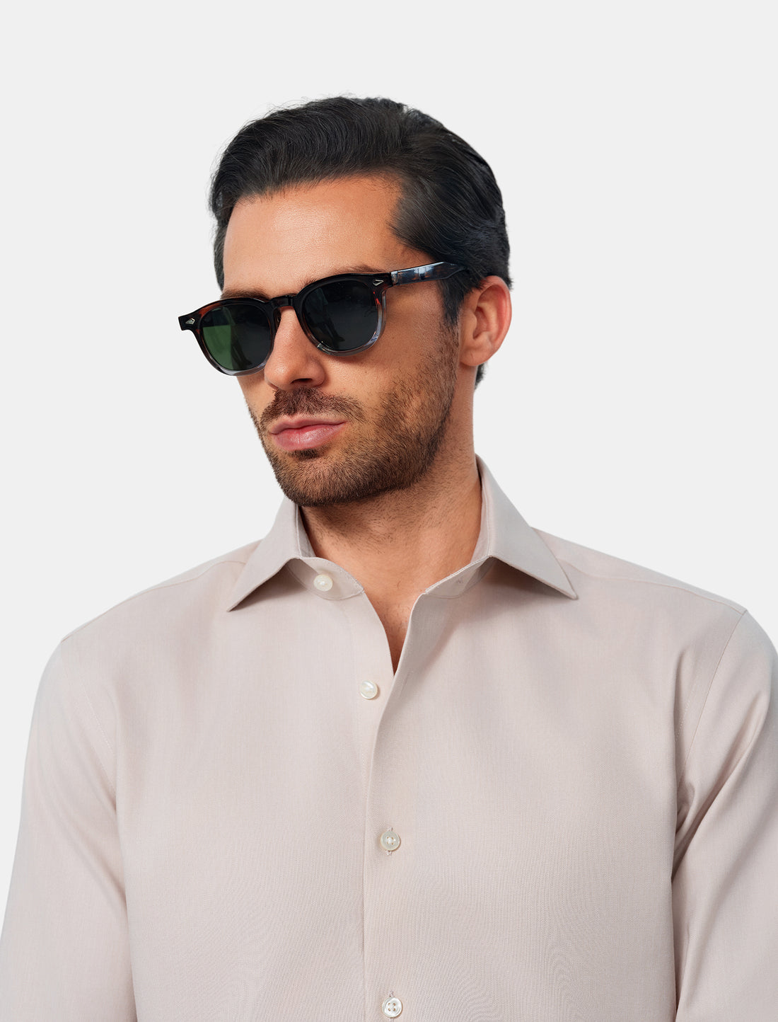 Hawthorne Khaki Easy-Iron Twill Shirt - khaki shirt back styling - OTAA