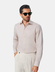 Hawthorne Khaki Easy-Iron Twill Shirt - khaki classic fit outfit view - OTAA