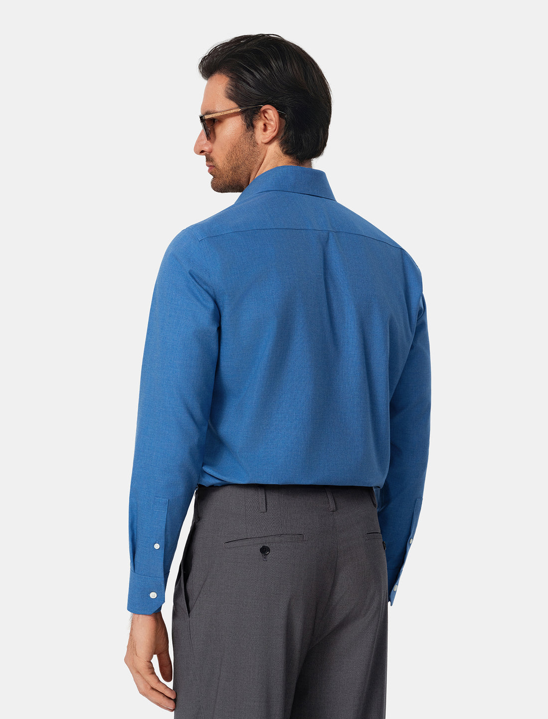 Bellamy Cornflower Heather Easy-Iron Twill Shirt - cornflower blue shirt additional view - OTAA