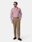 Redford Crimson Stripe Non-Iron Poplin Shirt - model wearing crimson stripe shirt - OTAA