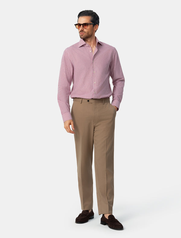 Redford Crimson Stripe Non-Iron Poplin Shirt