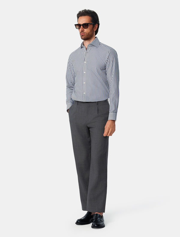 Whitmore Ebony Stripe Easy-Iron Poplin Shirt